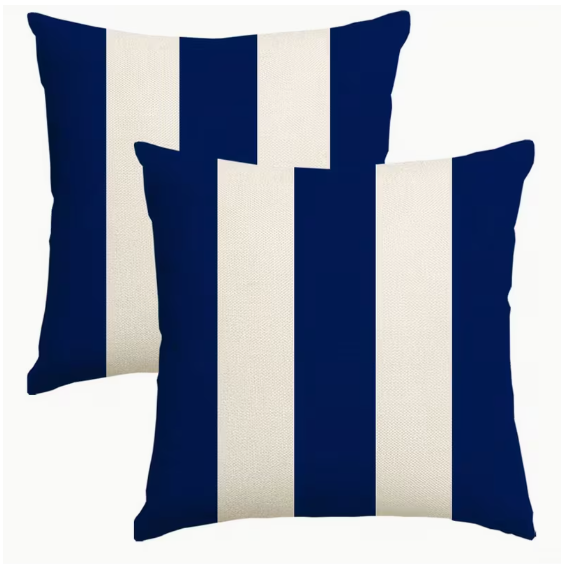 2472208ProductImg Funda Cojin Blanco Rayas Azul Marino 45x45 cm - Imagen 1
